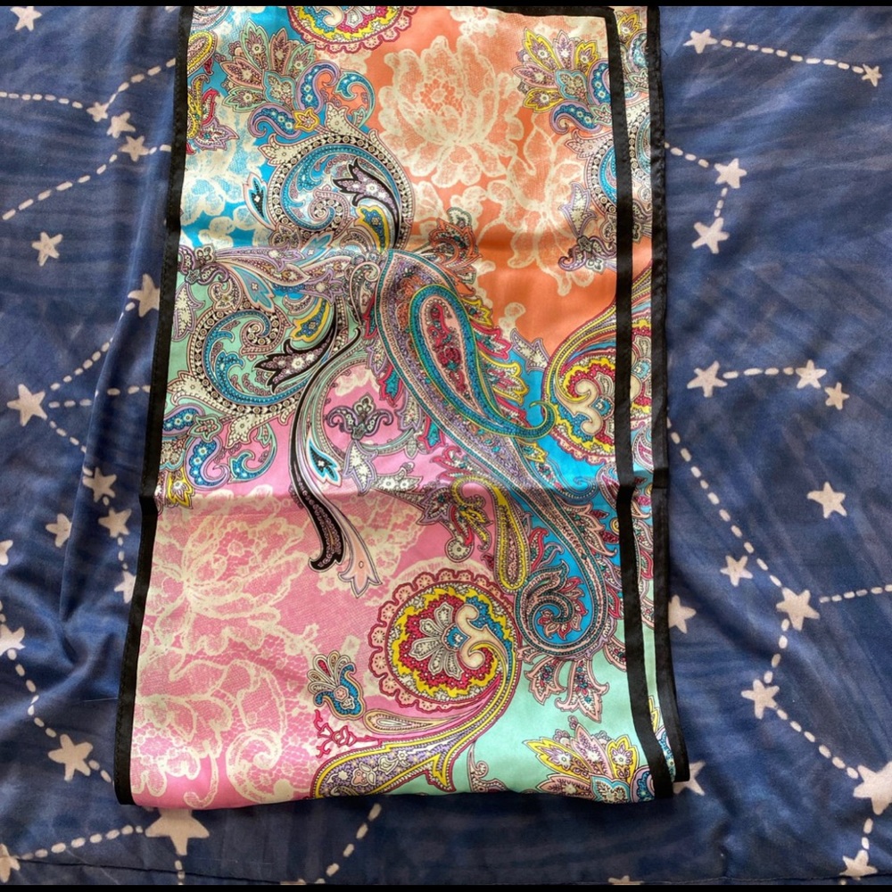Rainbow paisley silk scarf
